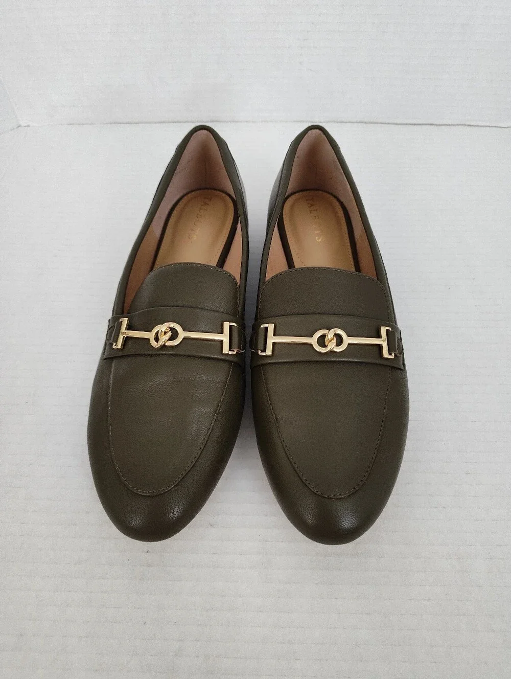 Talbots Ryan Bit Soft Nappa Leather Loafers Size 9.5 Olive Green Slip on Shoes